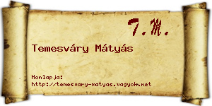 Temesváry Mátyás névjegykártya
